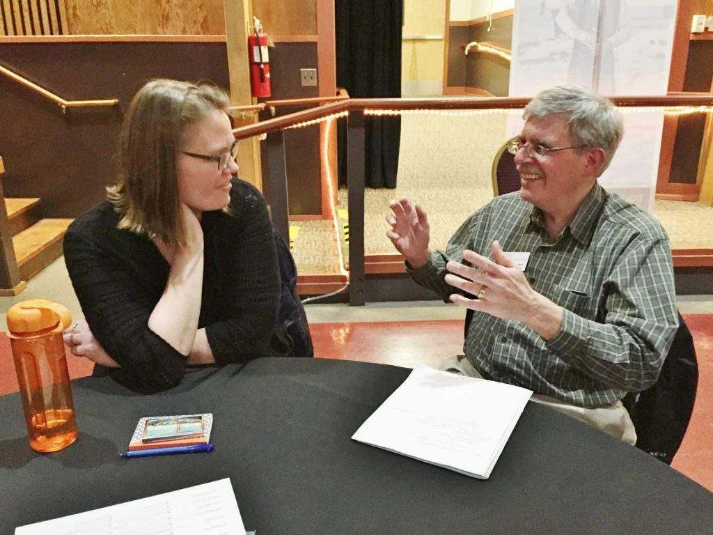 Kuri Gill of Oregon Heritage talks with John Lavrakas of the Newport Symphony Orchestra