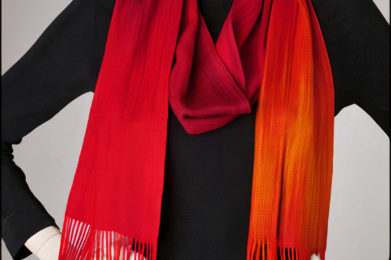 Painted Scarf with sunrise colors by Ruch