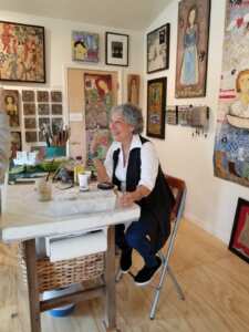 Maria Esther Sund showing their work in their artist studio